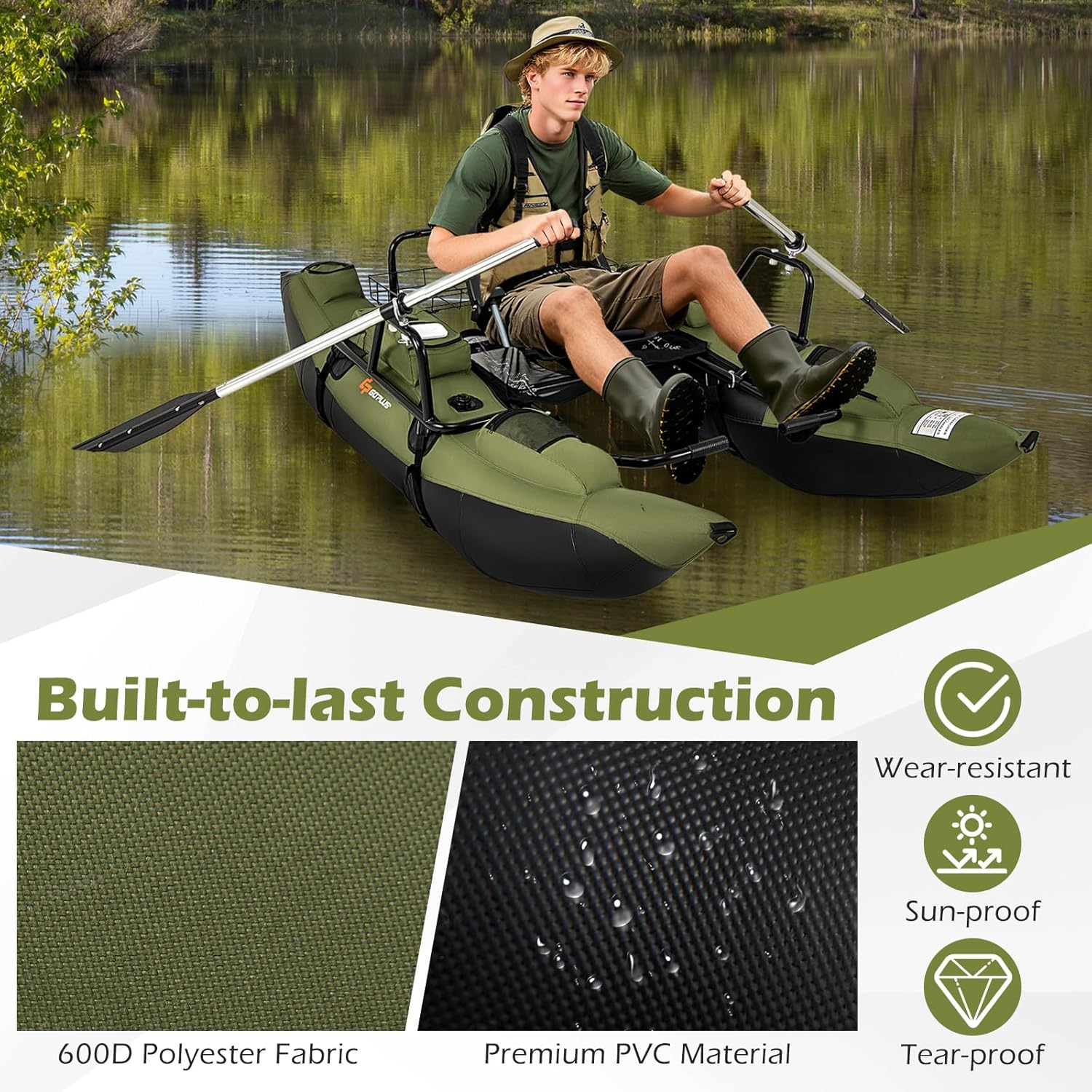 Adult Inflatable Belly Boat wi - Fishing Boat Inflatable review and price