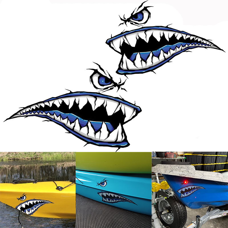 2PCS Shark Teeth Mouth Boat St - Fishing Boat Trailer review and price